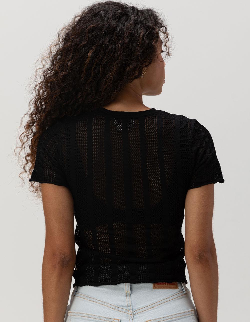 BRIXTON Sheer Knit Womens Top - BLACK Product Image