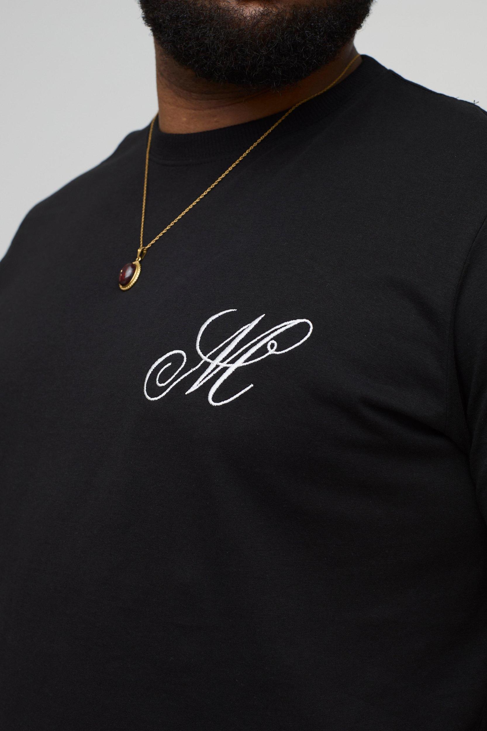 Plus Slim Embroidered M T-Shirt | boohooMAN USA Product Image