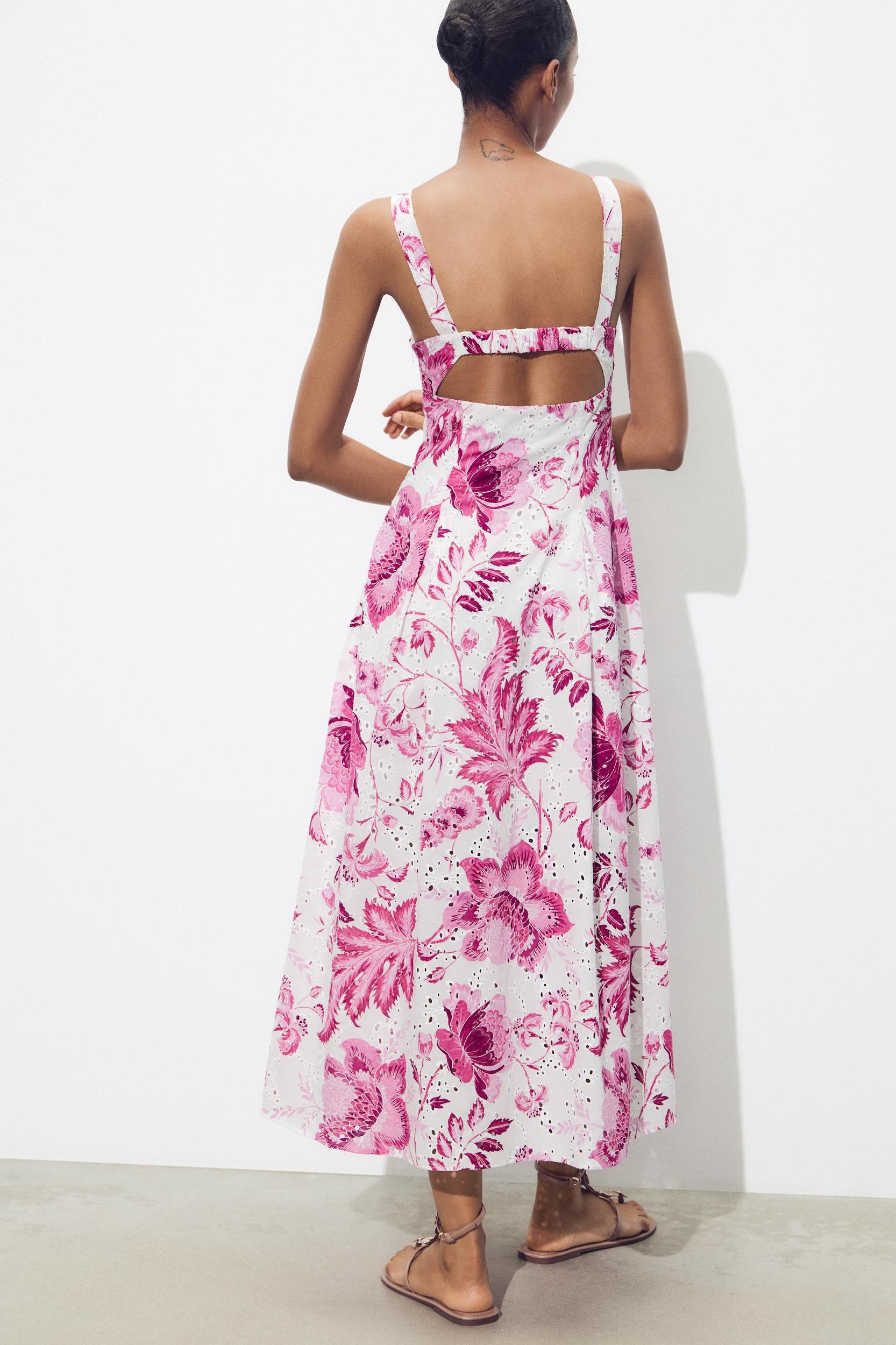 PRINTED DRESS WITH OPENWORK EMBROIDERY Product Image