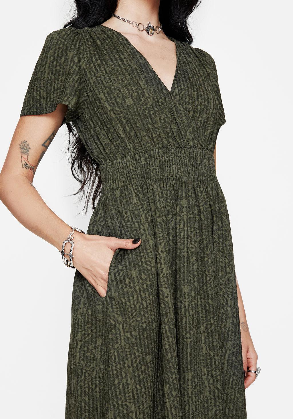 Francesca Dragon Printed Wrap Over Midaxi Dress Product Image