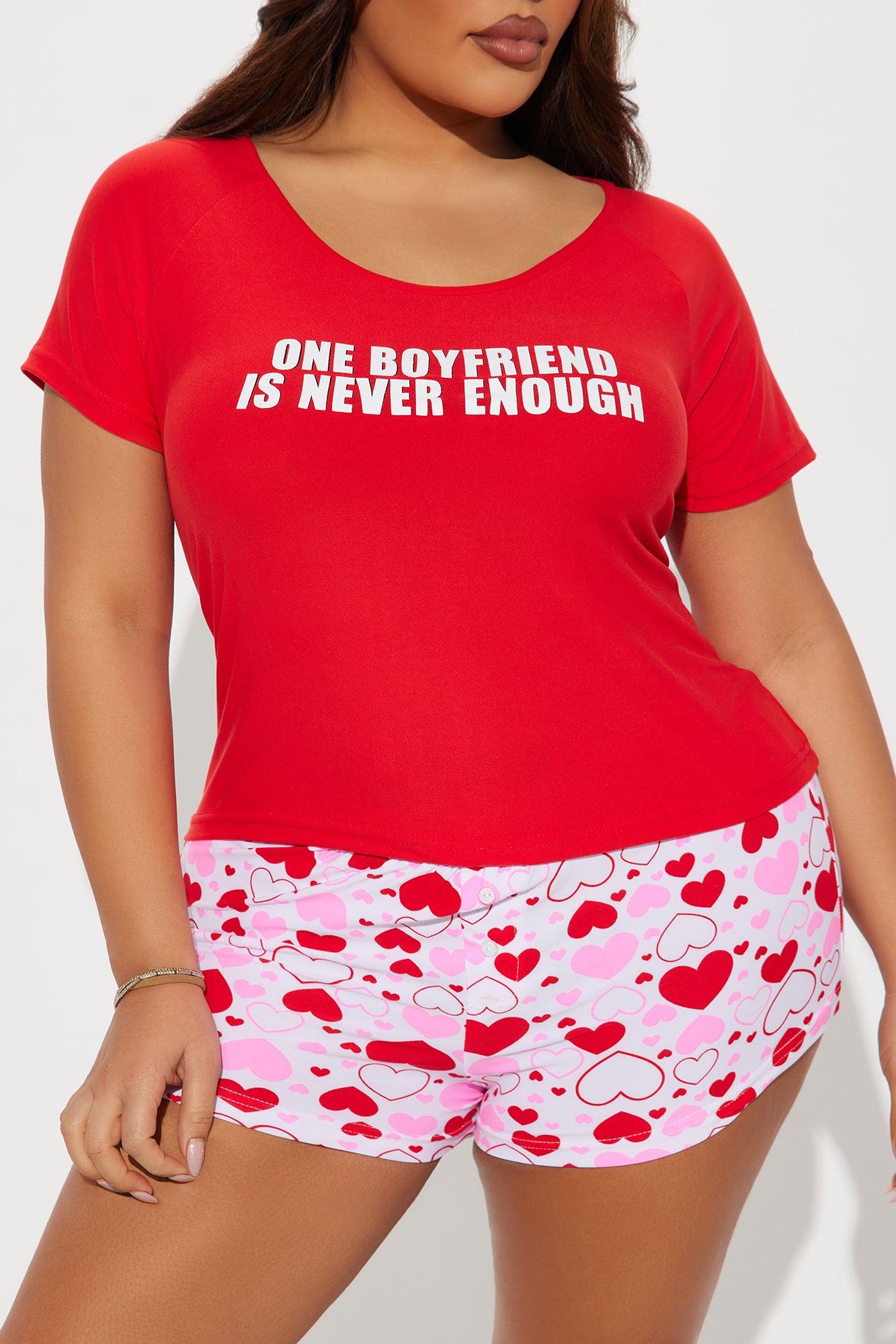 One Boyfriend Is Never Enough PJ Boxer Short Set - Red/combo Product Image