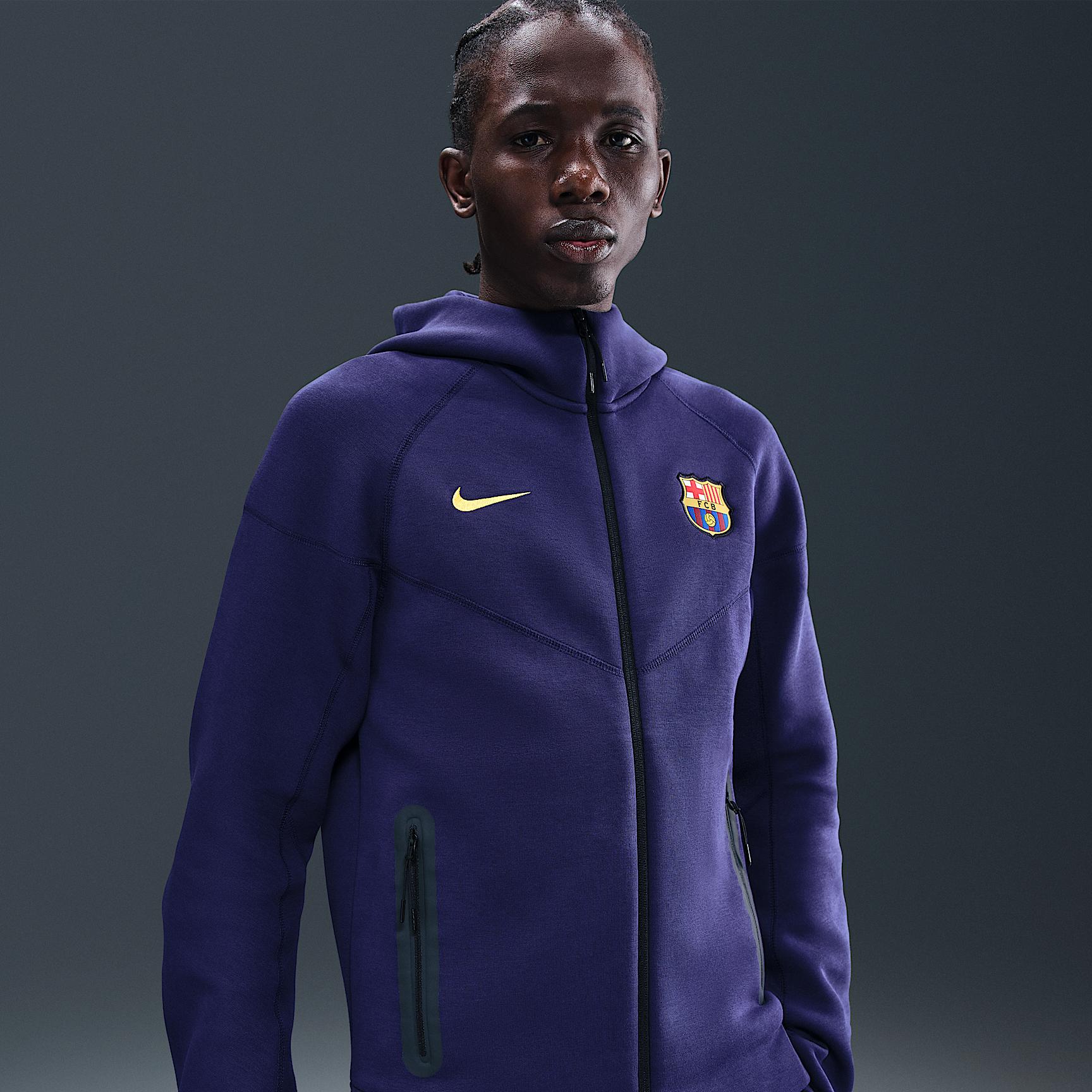 FC Barcelona Tech Windrunner Men's Nike Soccer Fleece Full-Zip Hoodie Product Image