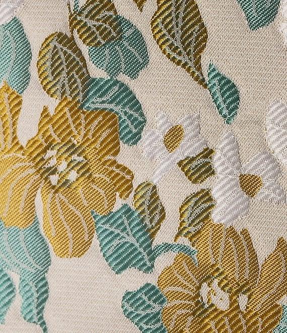 Buru Brocade Floral Oversized Point Collar 3/4 Sleeve Pocketed Topper Jacket Product Image