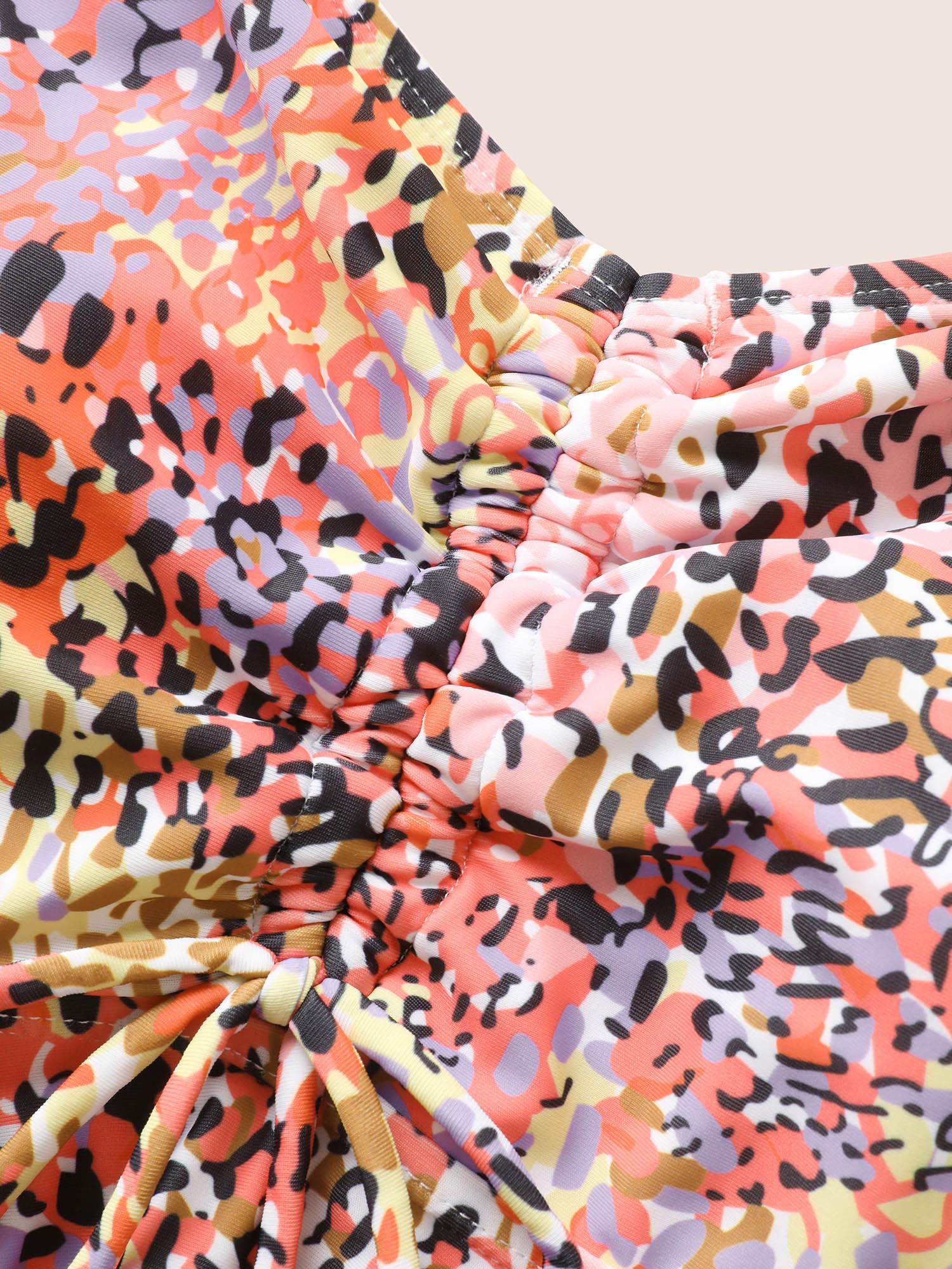 Leopard Print Knotted Front Swim Top Female Product Image