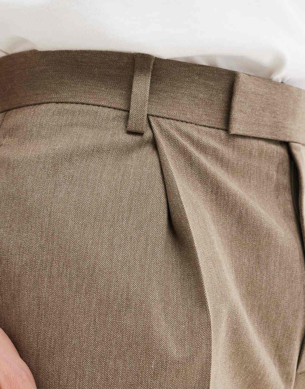 ASOS DESIGN tapered fit premium dress pants in heathered stone Product Image