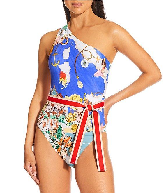 Antonio Melani Polina Linen Blend Ocean Print Button Front Collar Long Sleeve Coordinating Blouse Product Image