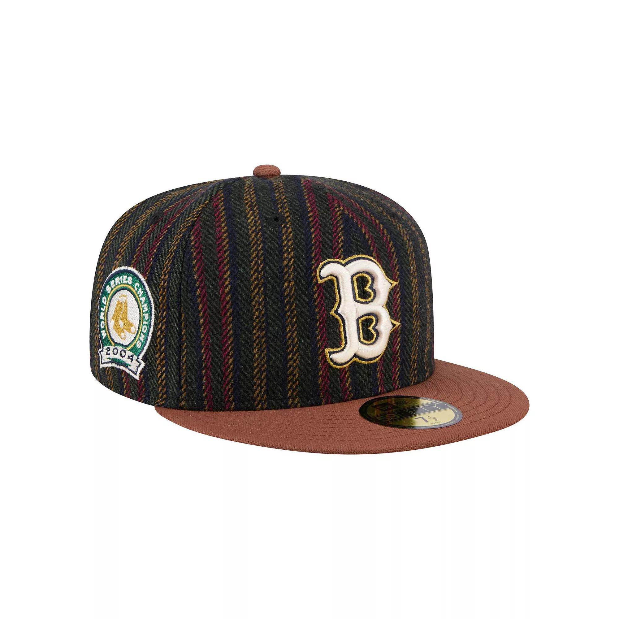 Men's New Era  Brown Boston Red Sox Vintage Herringbone 59FIFTY Fitted Hat, Size: 7 1/2 Product Image