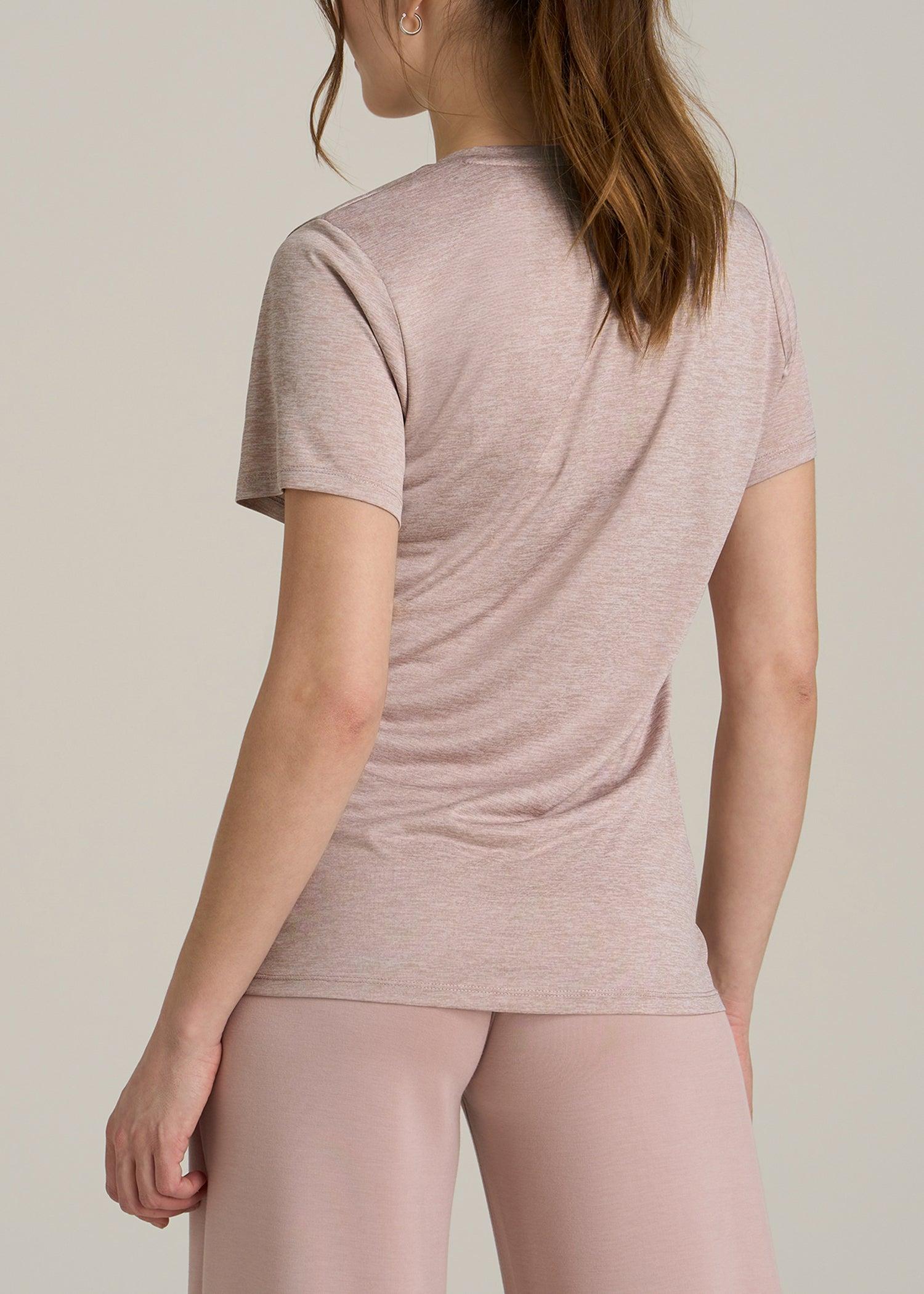 Short Sleeve Active V Neck T-Shirt for Tall Women in Desert Rose Mix Female Product Image