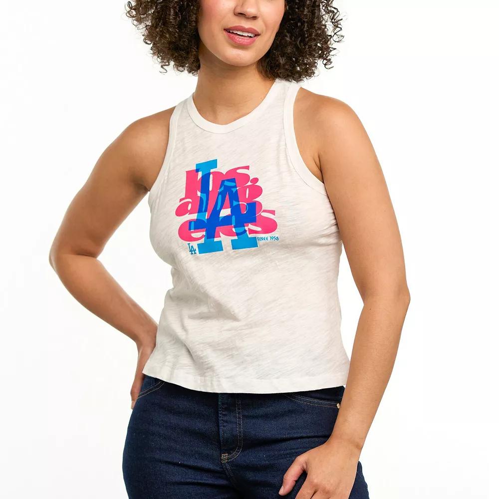 Women's Lusso White Los Angeles Dodgers Lourdes Tank Top,  Product Image