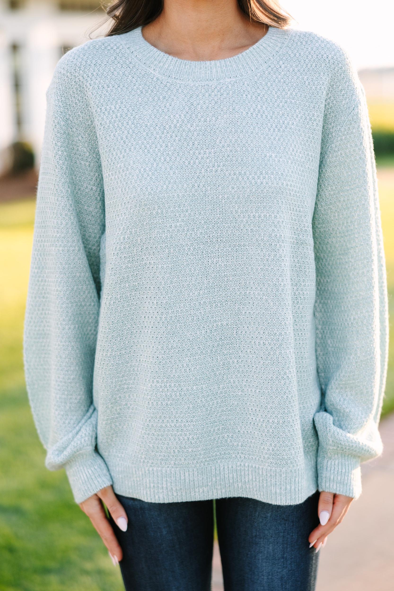 The Slouchy Light Green Bubble Sleeve Sweater Female Product Image