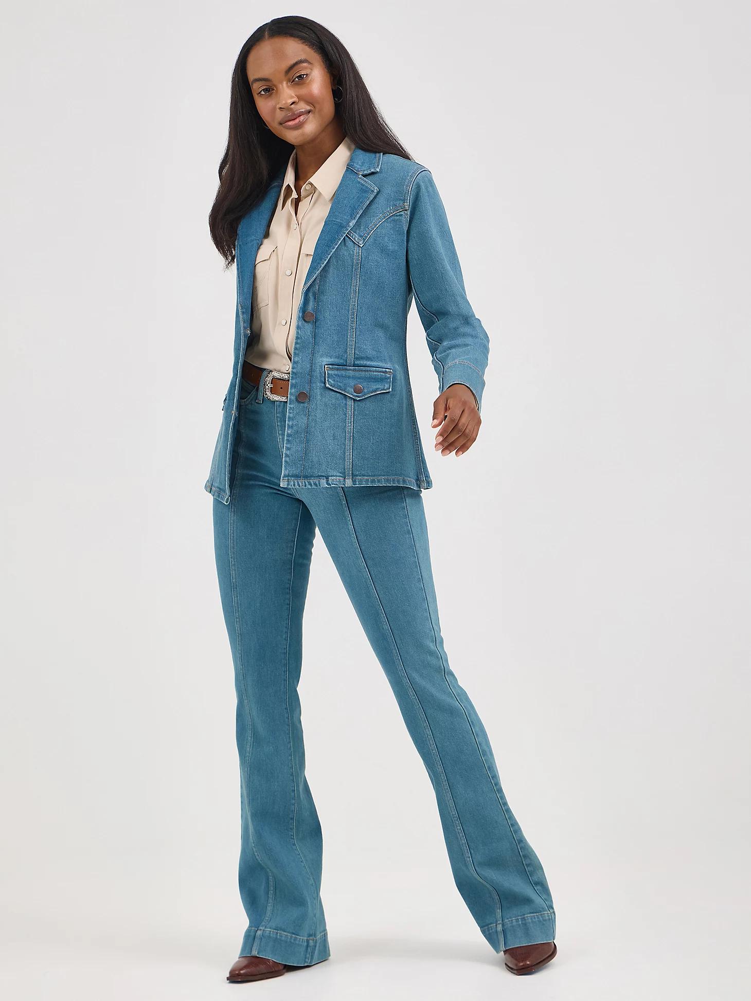 Women's Wrangler Denim Blazer in Light Denim Product Image