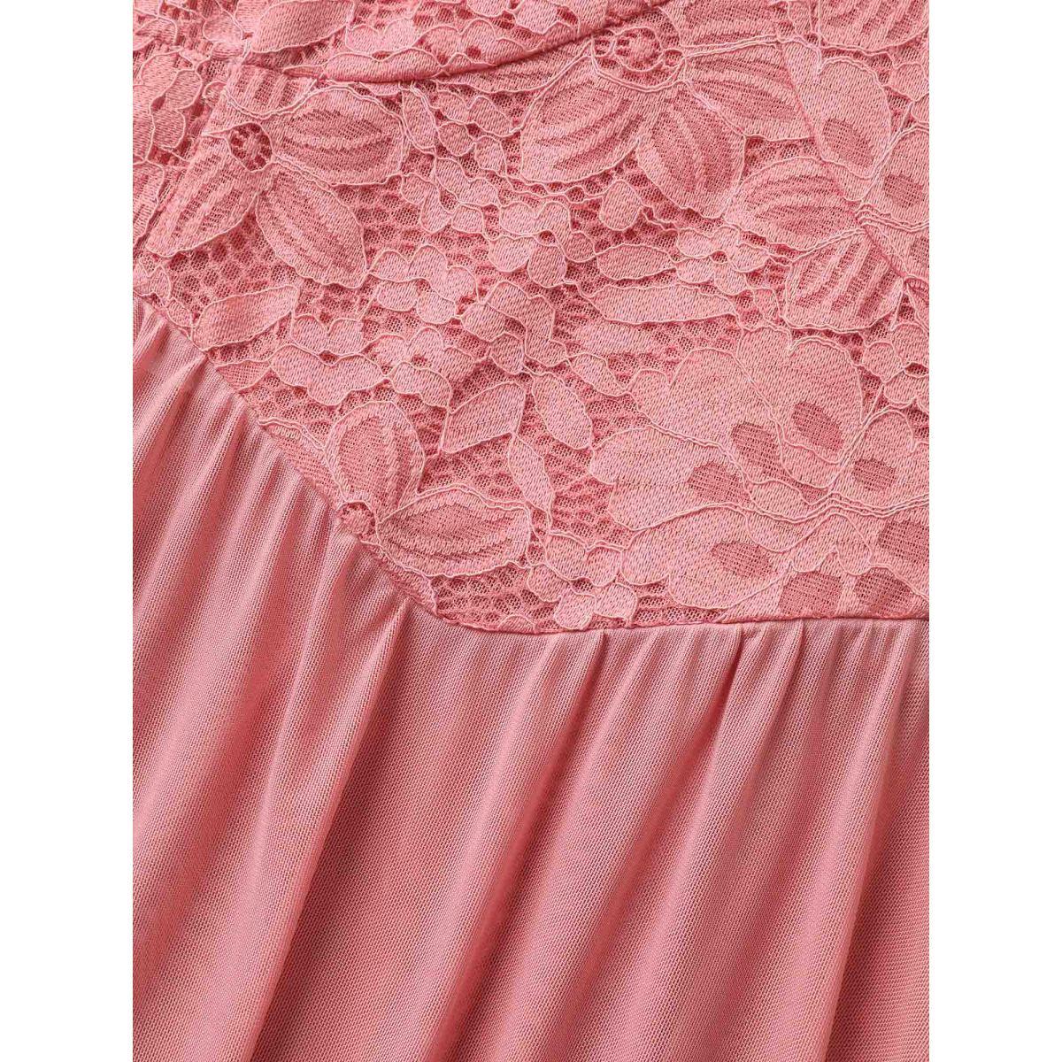 Plus Size Sweet Lace Adjustable Sheer Sleep Dress Women Salmon Lounge Texture Non Loungewear BloomChic 28/5X Product Image