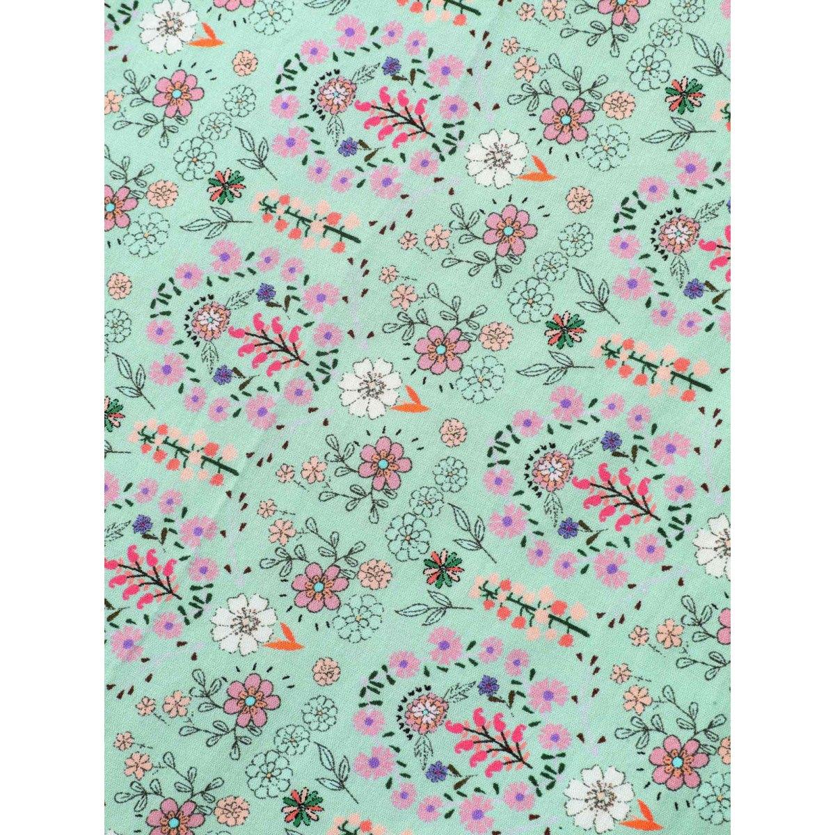 Plus Size Shirred Waist Floral Print Wide-Leg Pants Women Malachitegreen Beach Wide Leg Mid Rise Vacation Pants BloomChic 18-20/2X Product Image