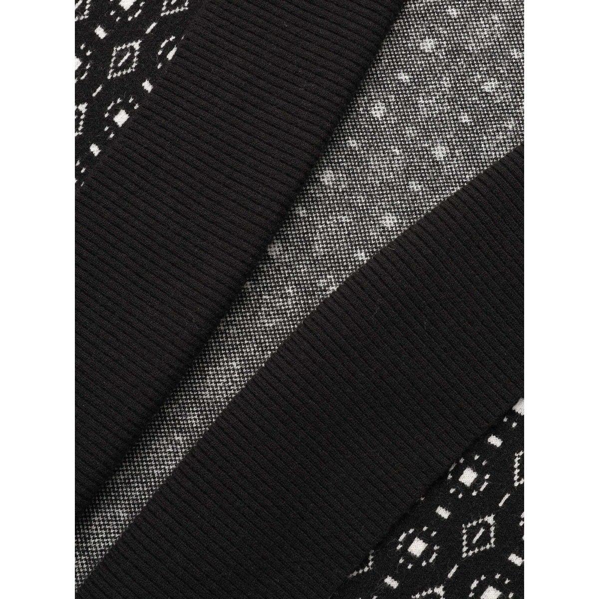 Plus Size Supersoft Essentials Geometric Jacquard Drop Shoulder Cardigan Black Women Casual Loose Long Sleeve Everyday Cardigans BloomChic 12/L Product Image