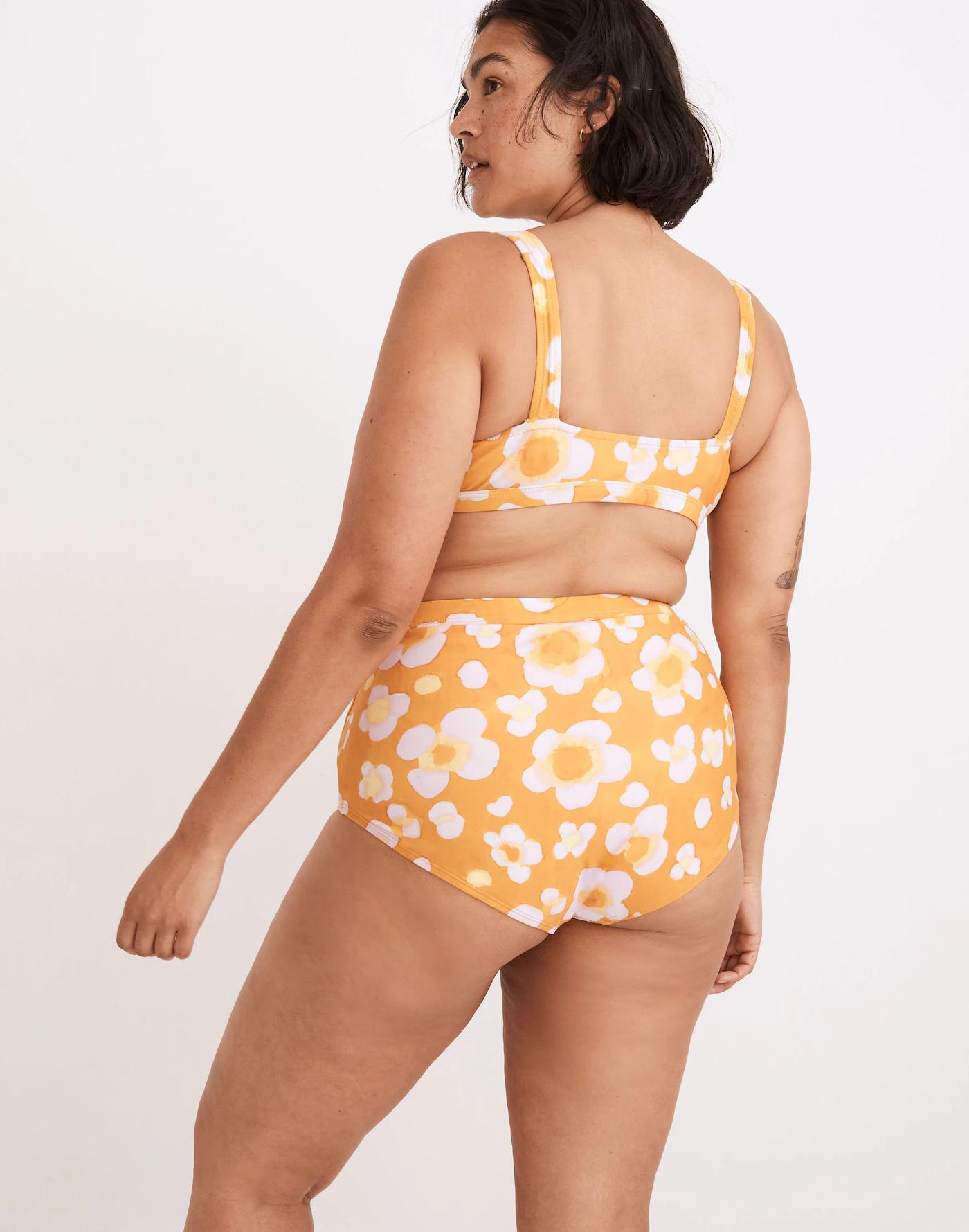 Madewell Second Wave Retro High-Waisted Bikini Bottom in Watercolor Floral Product Image