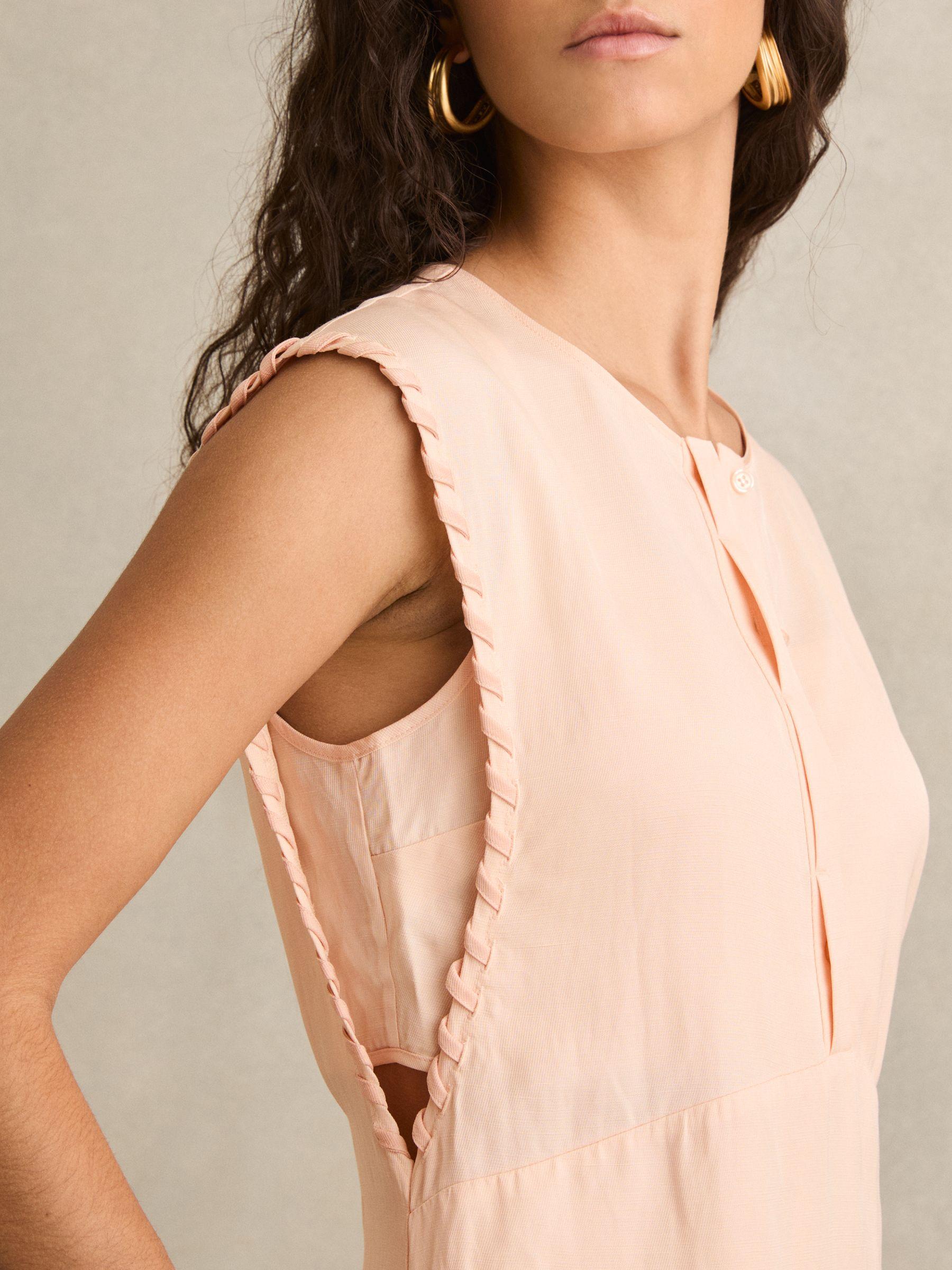 Whipstitch Sleeveless Shift Dress in Peach Product Image