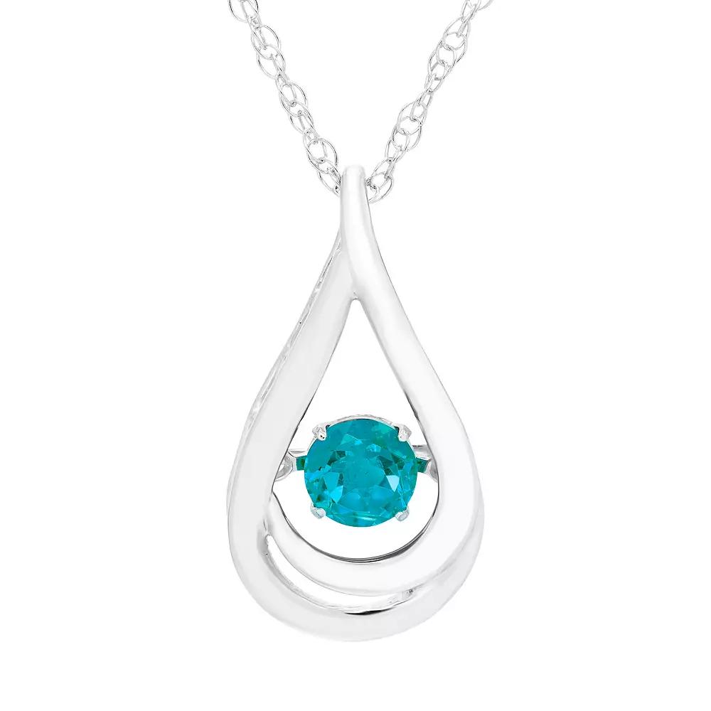 Boston Bay Diamonds Sterling Silver Brilliance-in-Motion Blue Topaz Teardrop Pendant Necklace, Women's,  Product Image