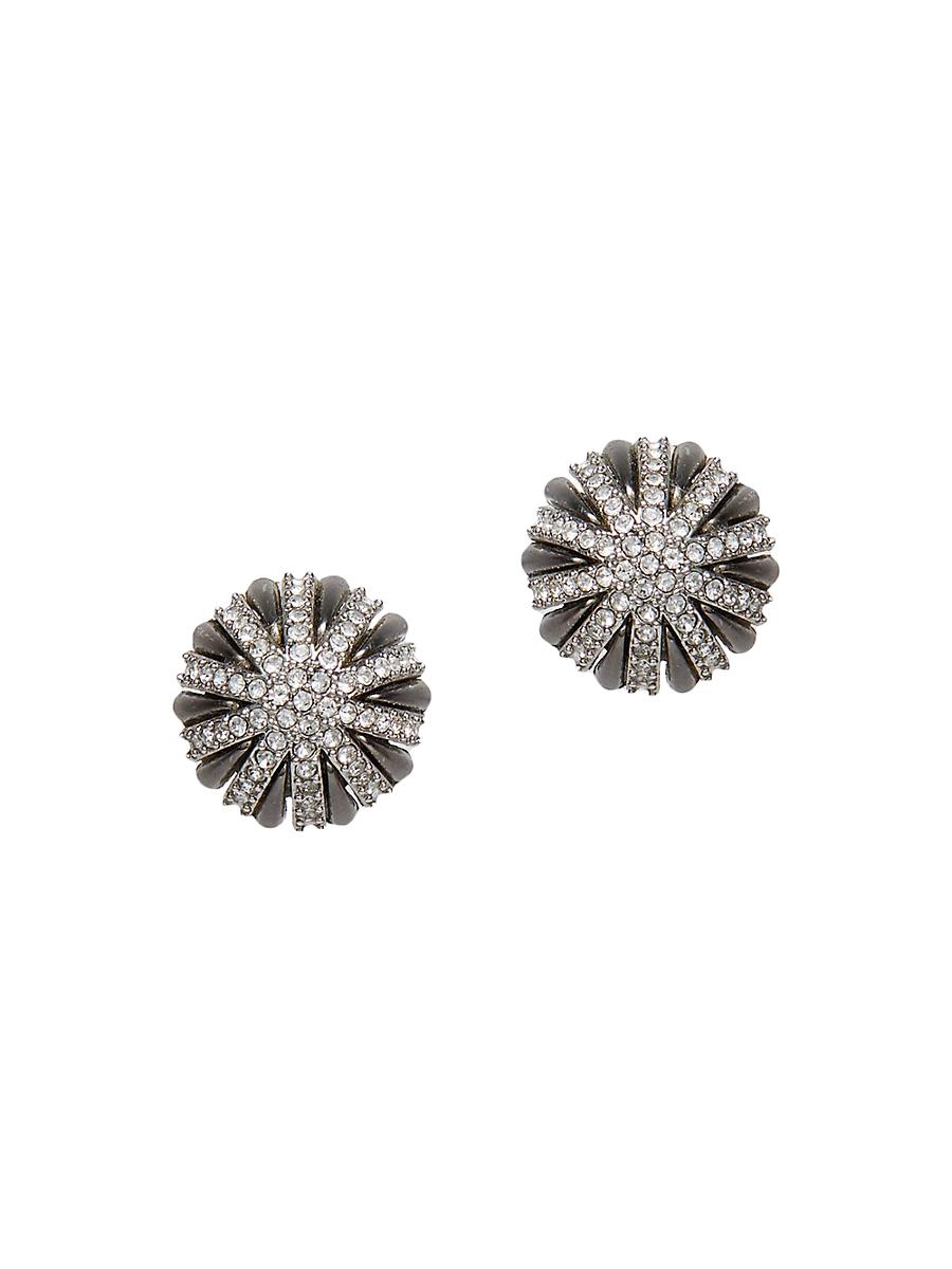 Womens Deco Silvertone, Hematite-Plated & Crystal Stud Earrings Product Image