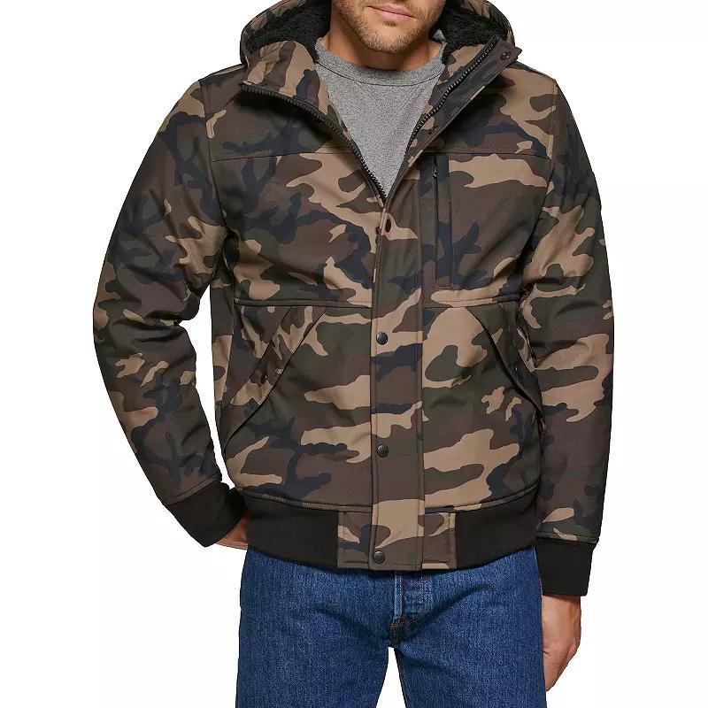 Men's Levi's® Mixed Media Hooded Bomber Jacket, Size: Medium, Camouflage Product Image
