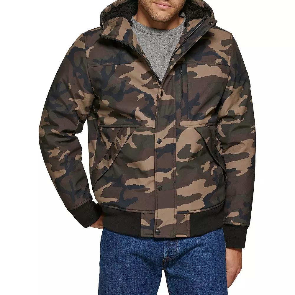 Men's Levi's® Mixed Media Hooded Bomber Jacket, Size: Medium, Camouflage Product Image