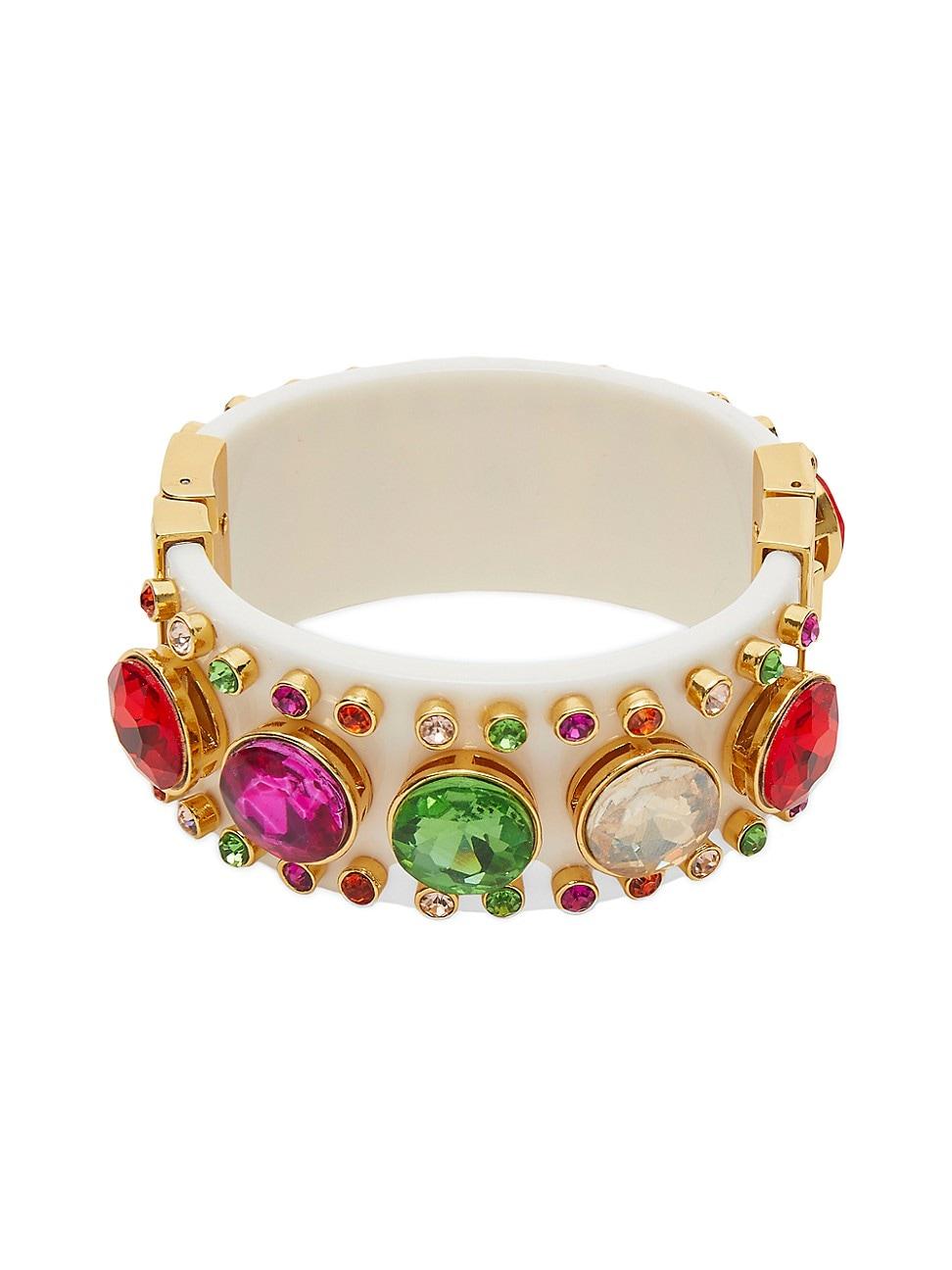 Womens Deco Goldtone, Crystal & Acetate Hinged Cuff Product Image
