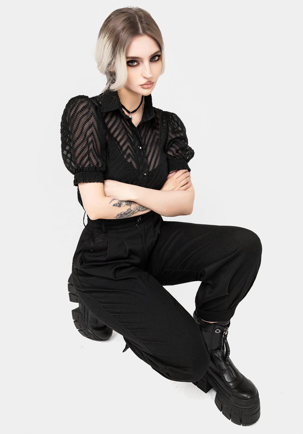 Dianne Embroidered Balloon Trousers - Black Product Image