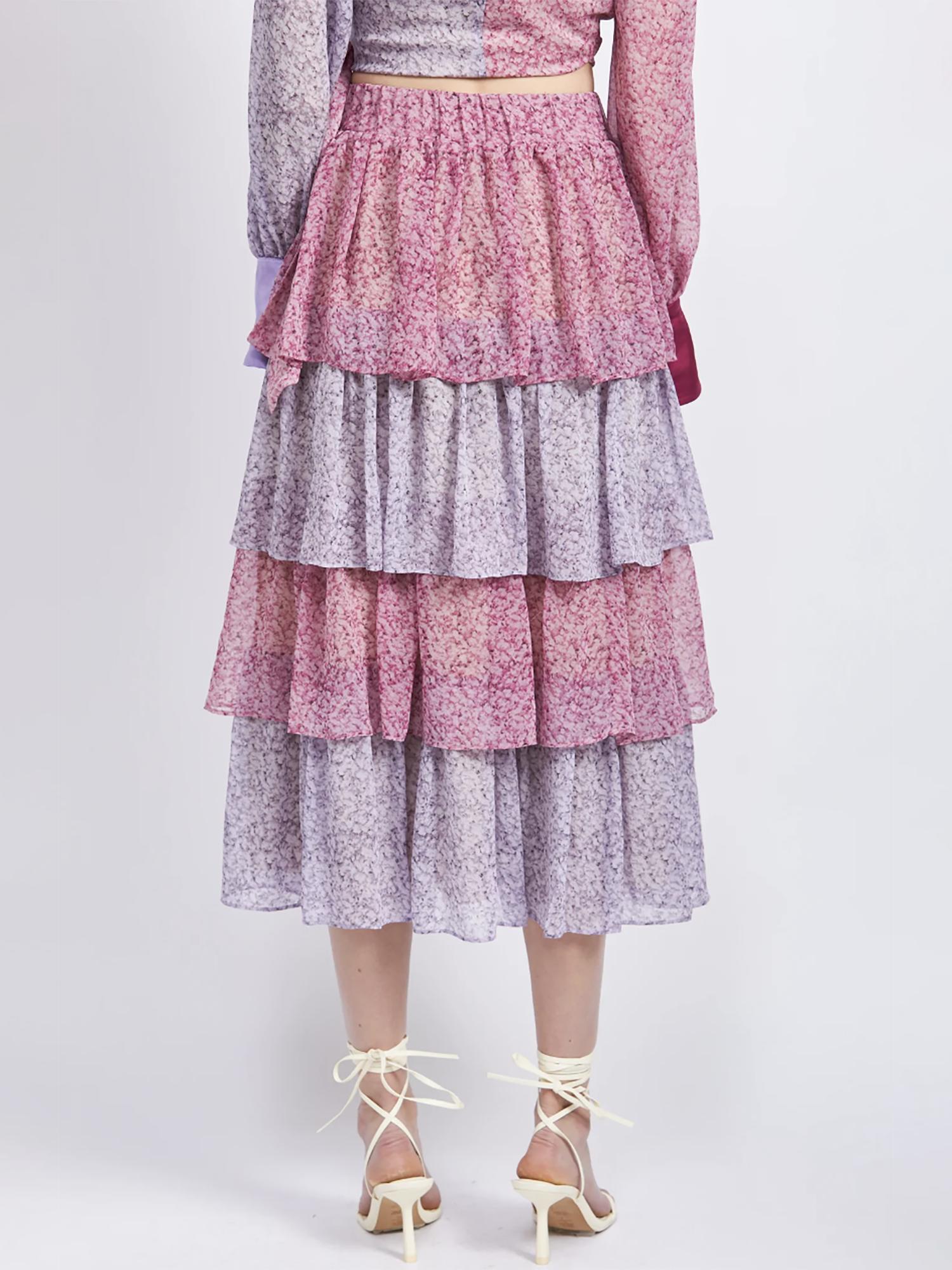 En Saison Tiered Cancan Midi Skirt Product Image