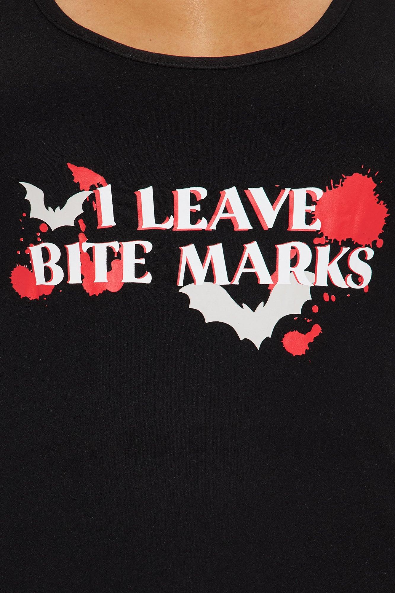 Leave Bite Marks Halloween PJ Short Set - Black/Red Female Product Image
