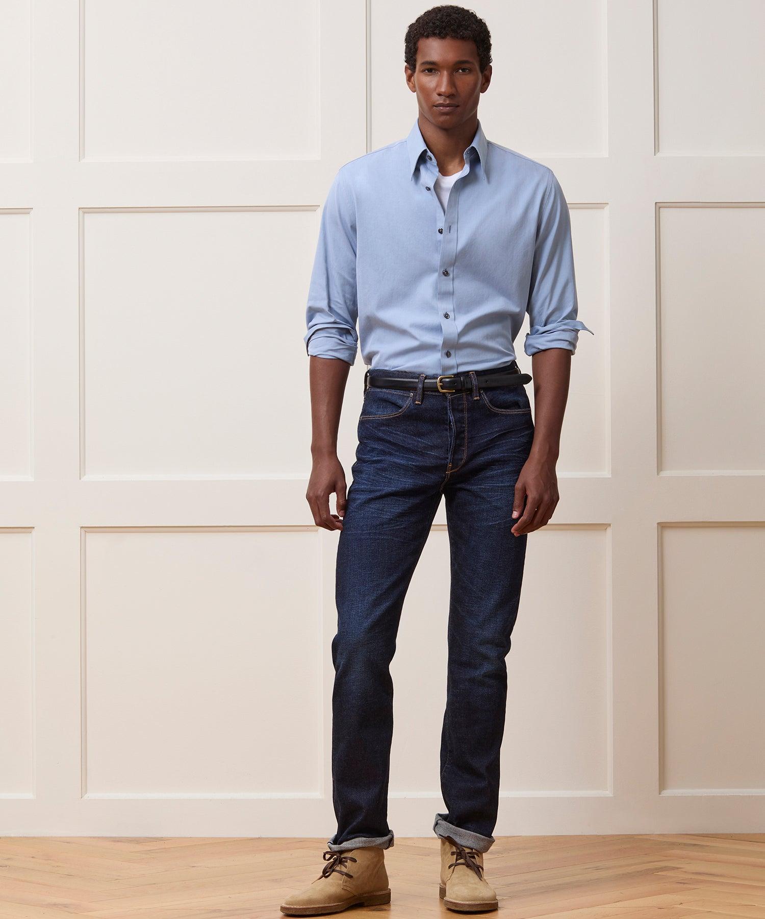 Straight Japanese Selvedge Stretch Jean in Worn Indigo Product Image