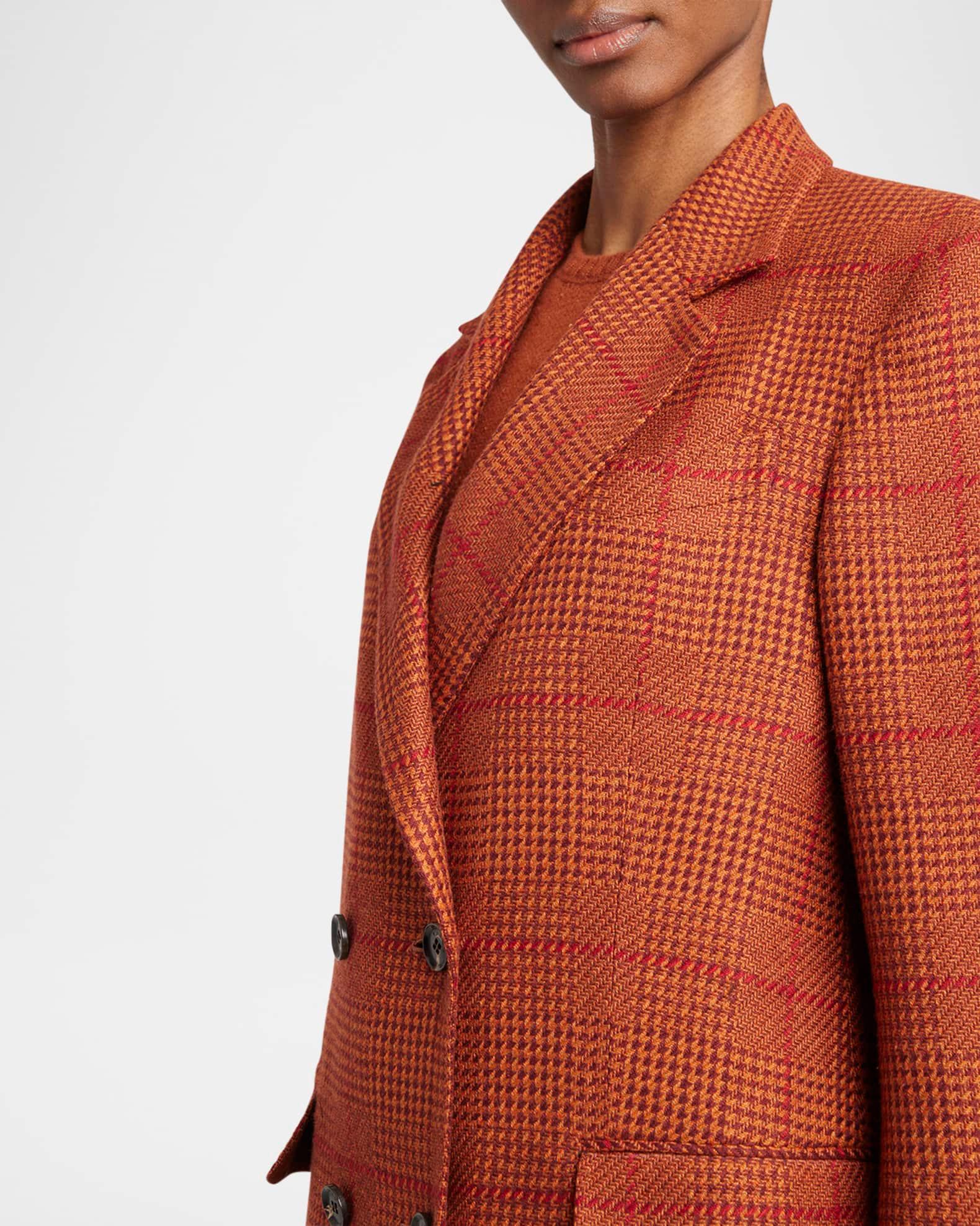 Check Double-Breasted Blazer Jacket Product Image