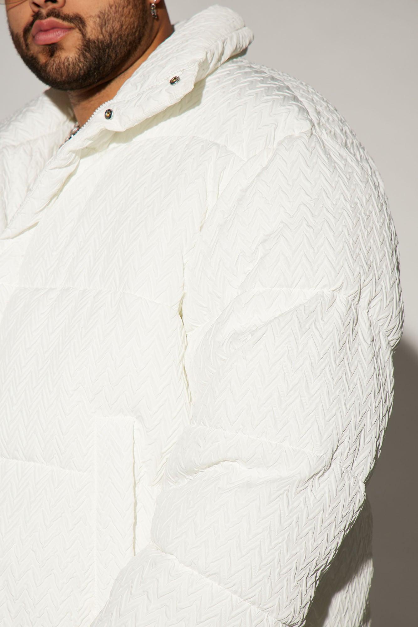 Apex Textured Nylon Puffer Jacket - White Product Image