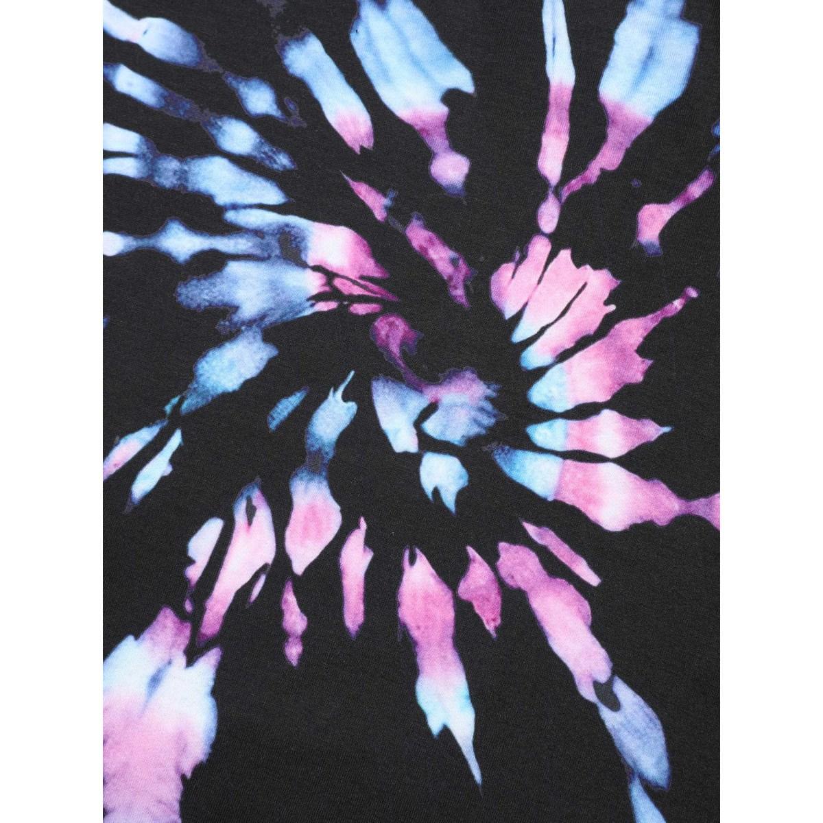 Plus Size Tie-Dye Stretchy Crew Neck Sweatshirt Women Black Casual Contrast Round Neck Everyday Sweatshirts BloomChic 14-16/1X Product Image