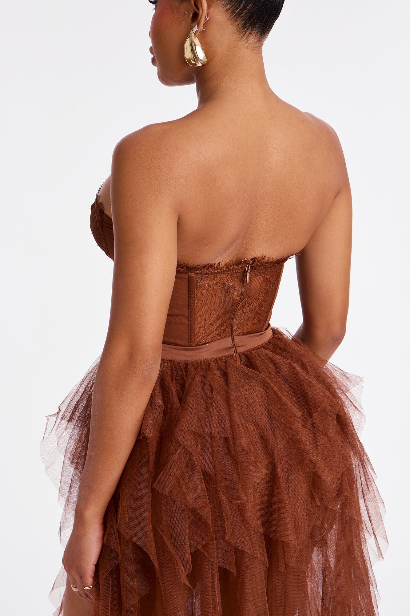 Anastasia Tulle Maxi Dress - Cognac Female Product Image
