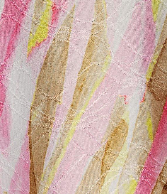 Allison Daley Brushed Fun Stripe Print 3/4 Sleeve Triple Keyhole Neck Knit Top Product Image