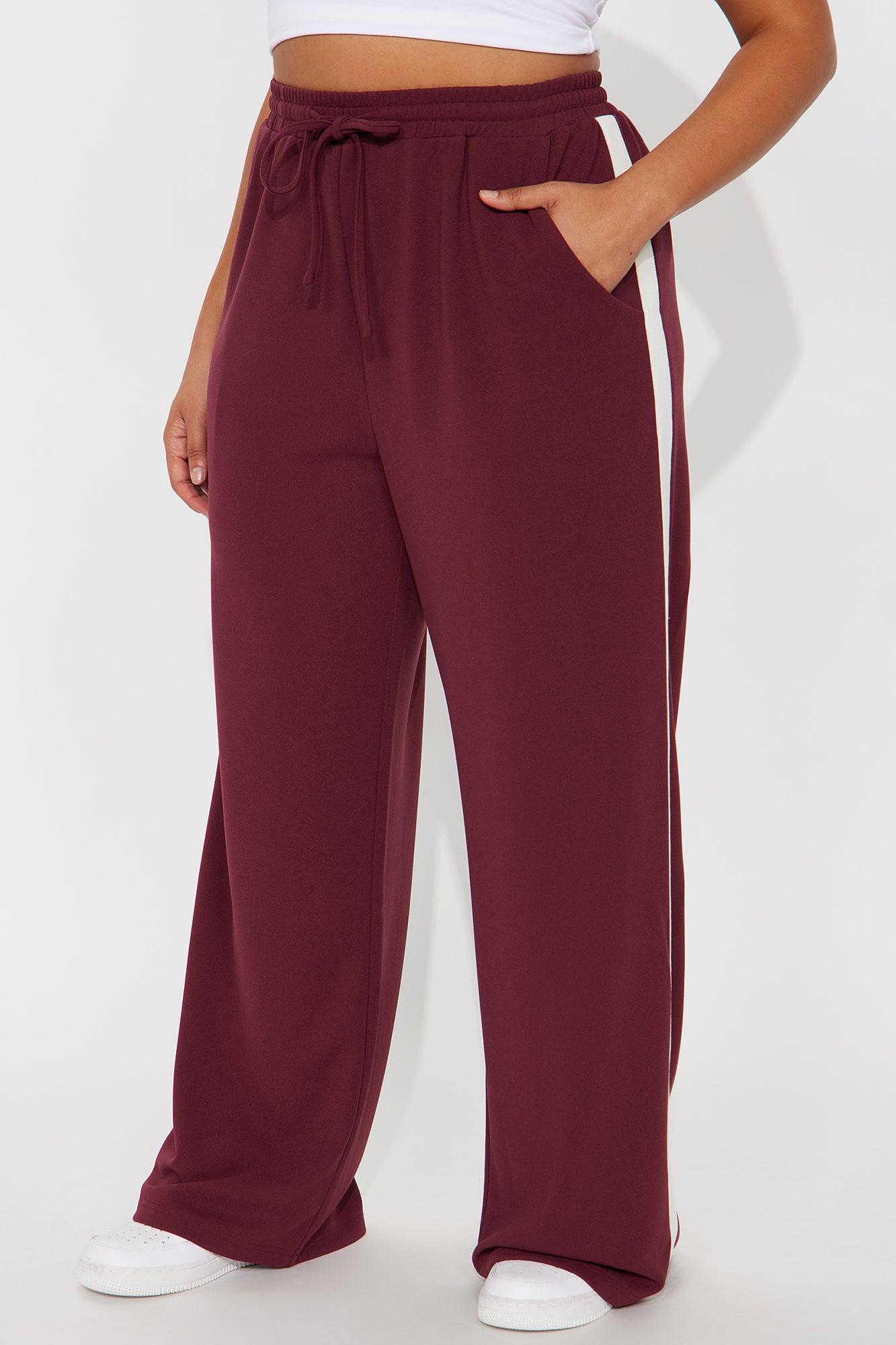 Point Of View Track Trouser Pant - Burgundy/combo Female Product Image