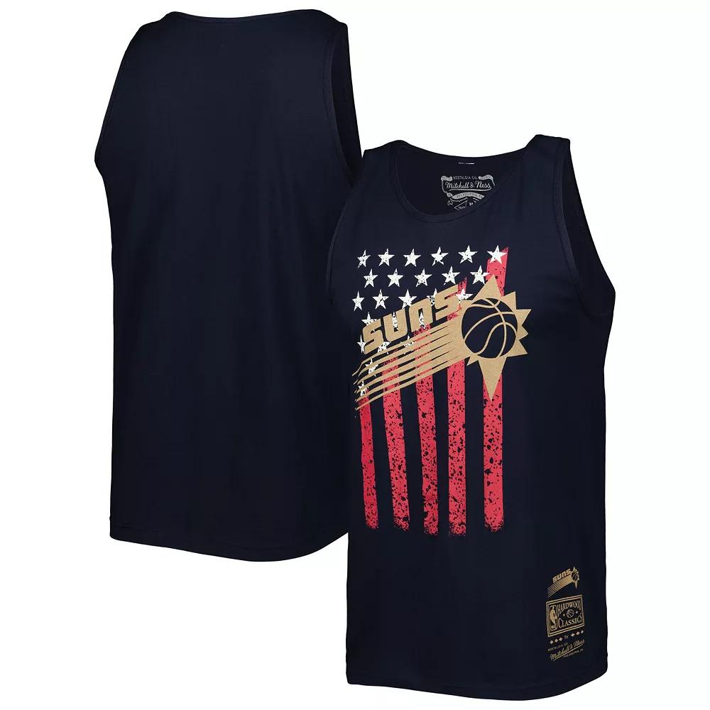 Men's Mitchell & Ness Navy Phoenix Suns Hardwood Classics Americana Stars and Stripes Tank Top,  Product Image