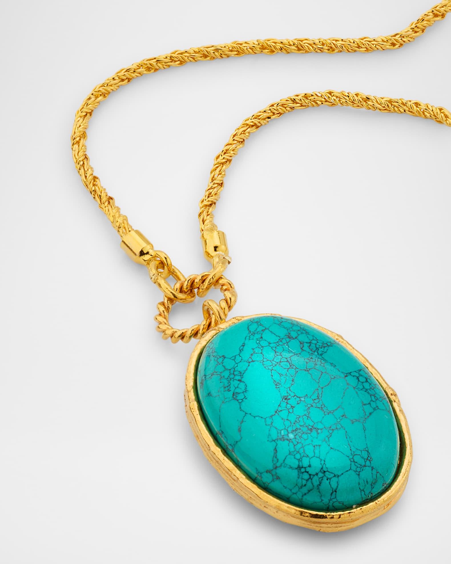 Oval Turquoise Pendant Necklace Product Image