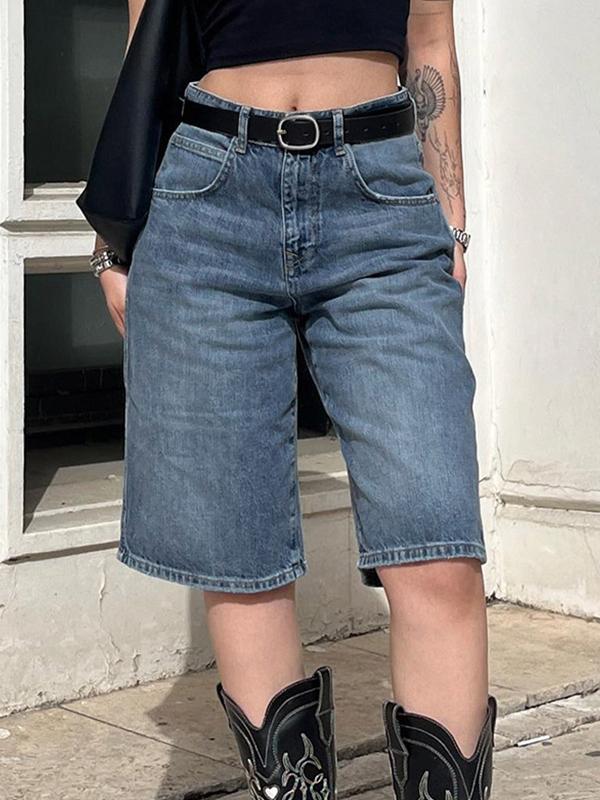 Vintage Wash Denim Shorts Product Image