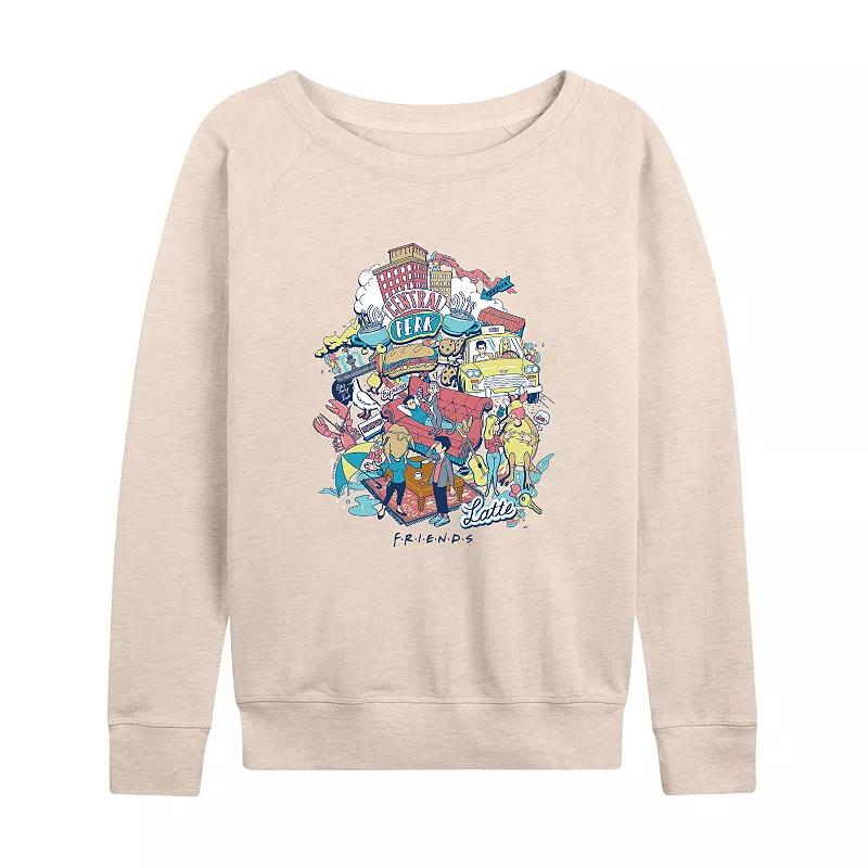 Women's Friends Icons Collage French Terry Long Sleeve Tee,  Product Image