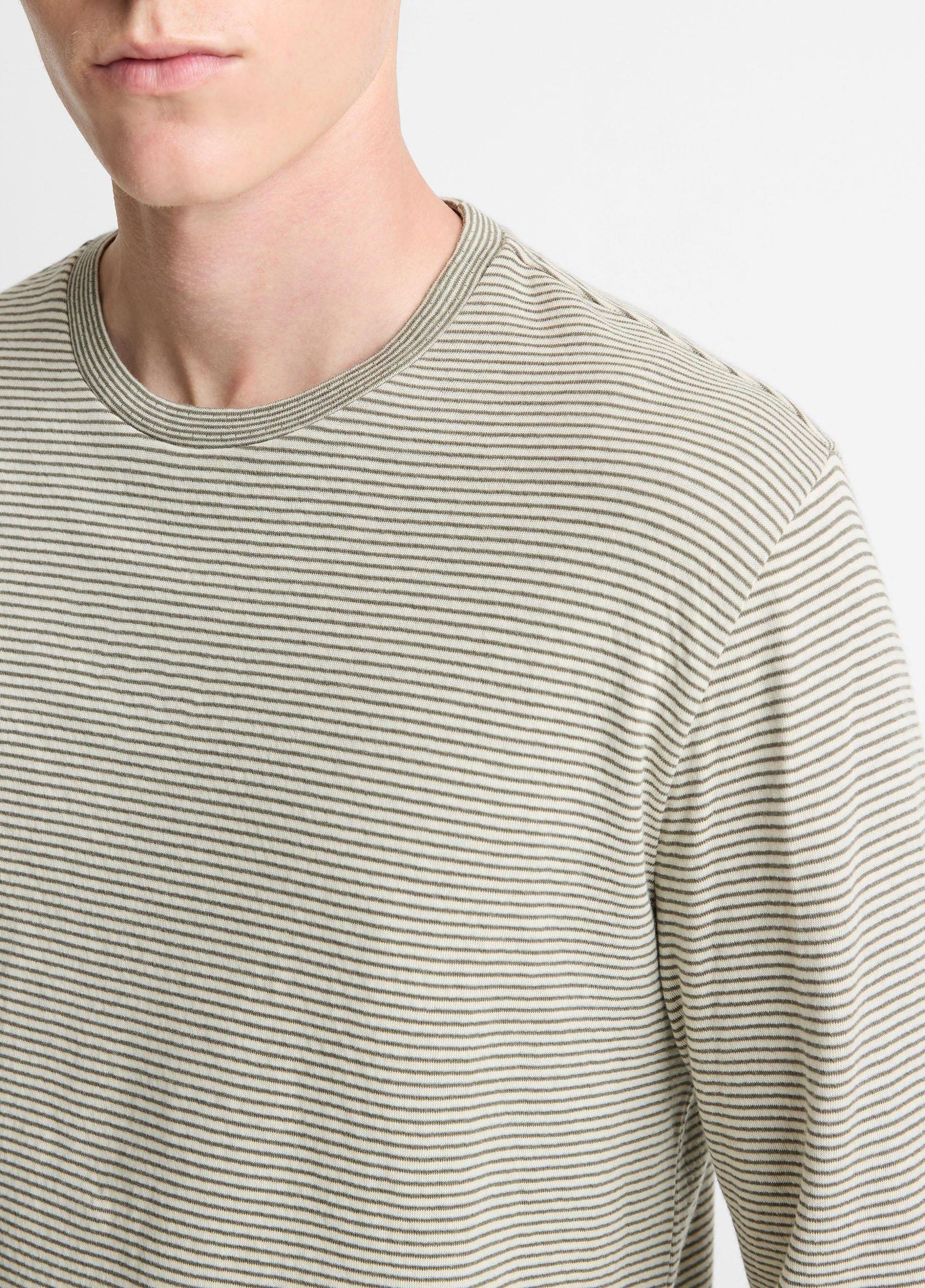 Striped Double-Knit Pima Cotton Long-Sleeve T-Shirt Product Image