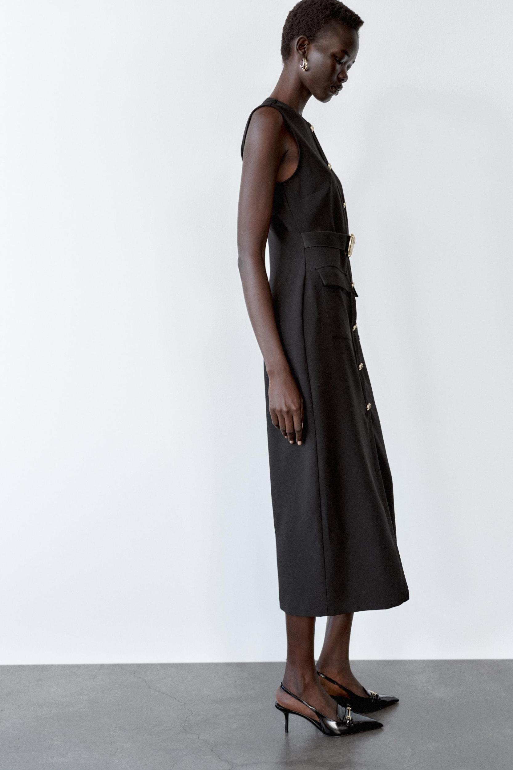 BELTED CREPE MIDI DRESS Product Image