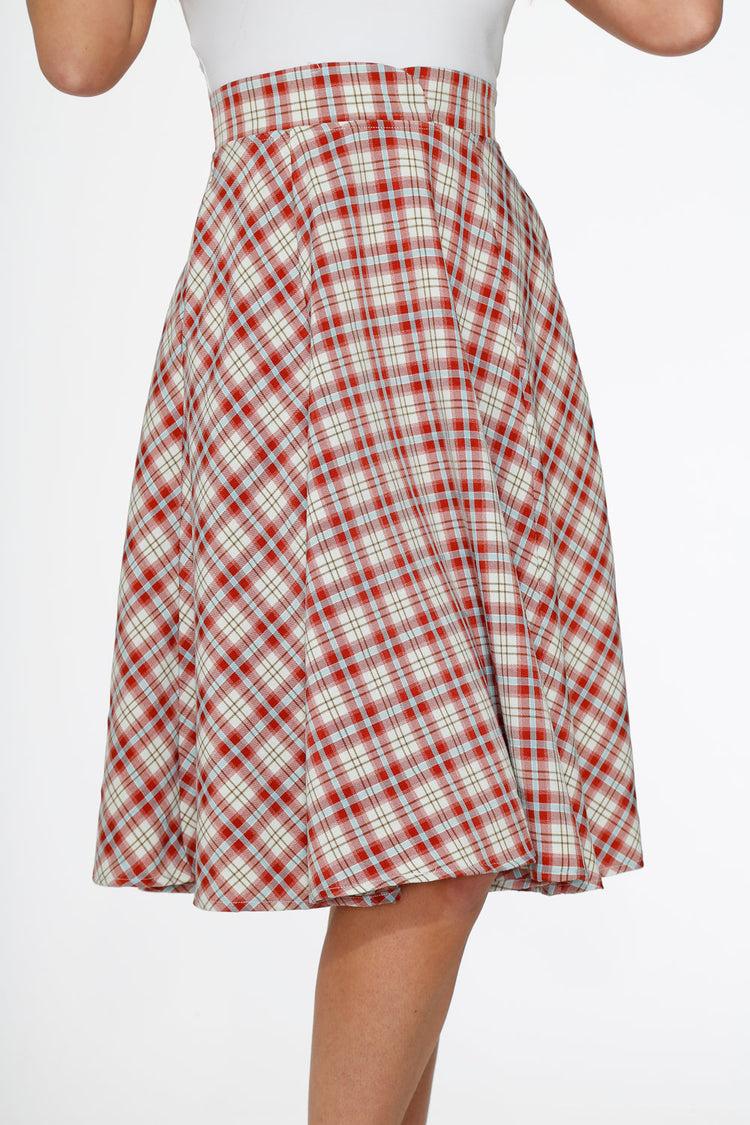 Red Plaid Swing Skirt Product Image