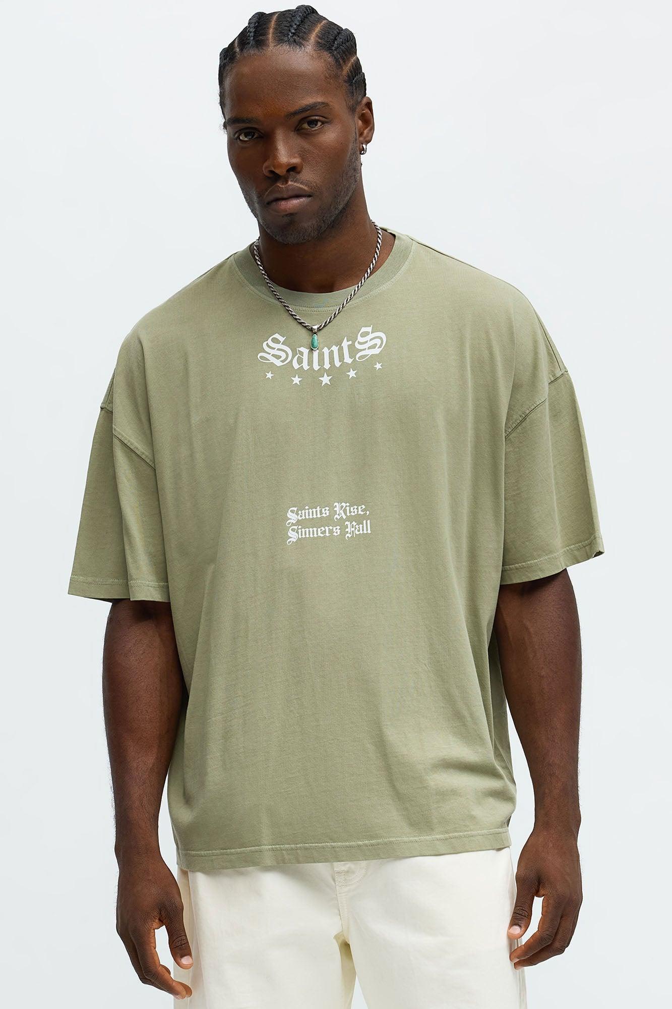 Saints Rise Saints Fall Oversized Short Sleeve Tee - Olive Male Product Image