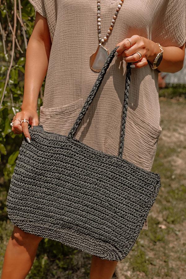 Covered In Sunshine Woven Tote In Black Product Image