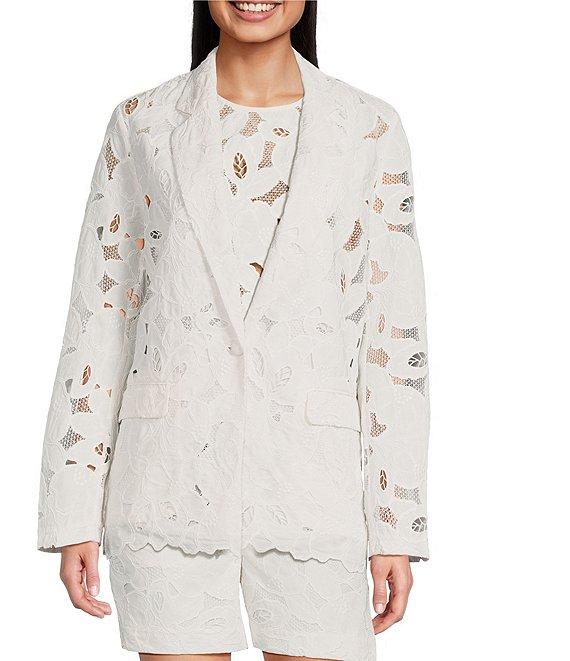 BOSS by Hugo Boss Jonara Broderie Anglaise Notch Lapel Long Sleeve Blazer Product Image