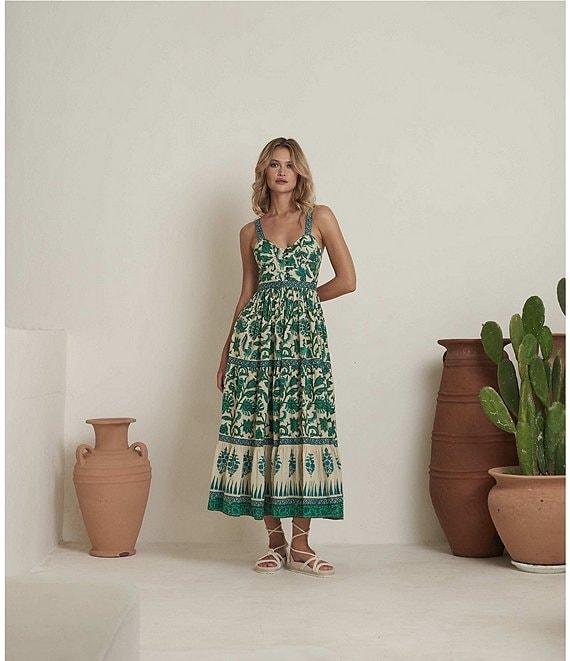 Mo Maya Mojo Printed Sweetheart Neckline Sleeveless Bustier Midi Dress Product Image