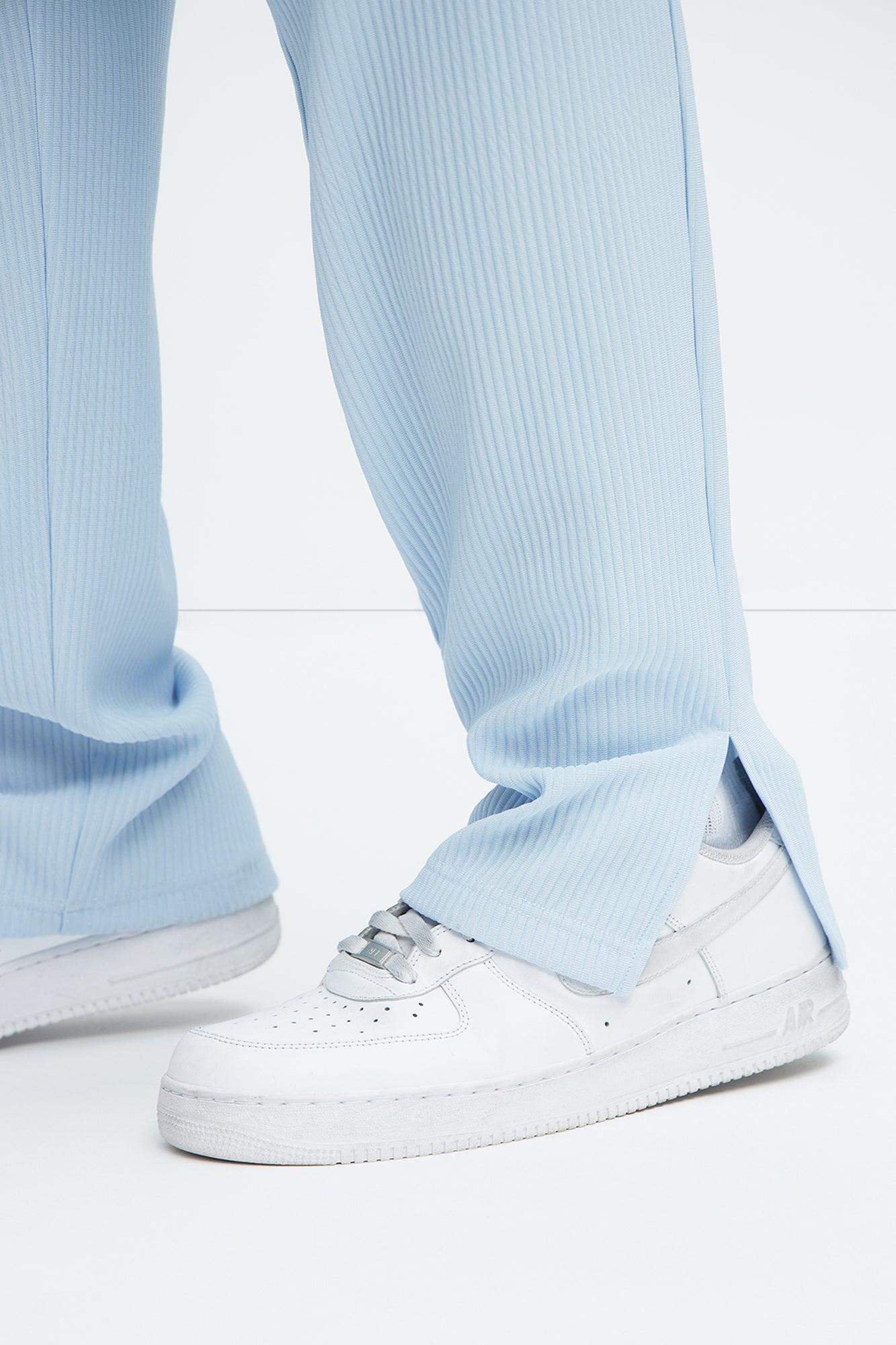 Show Up Slim Slit Pants - Light Blue Product Image
