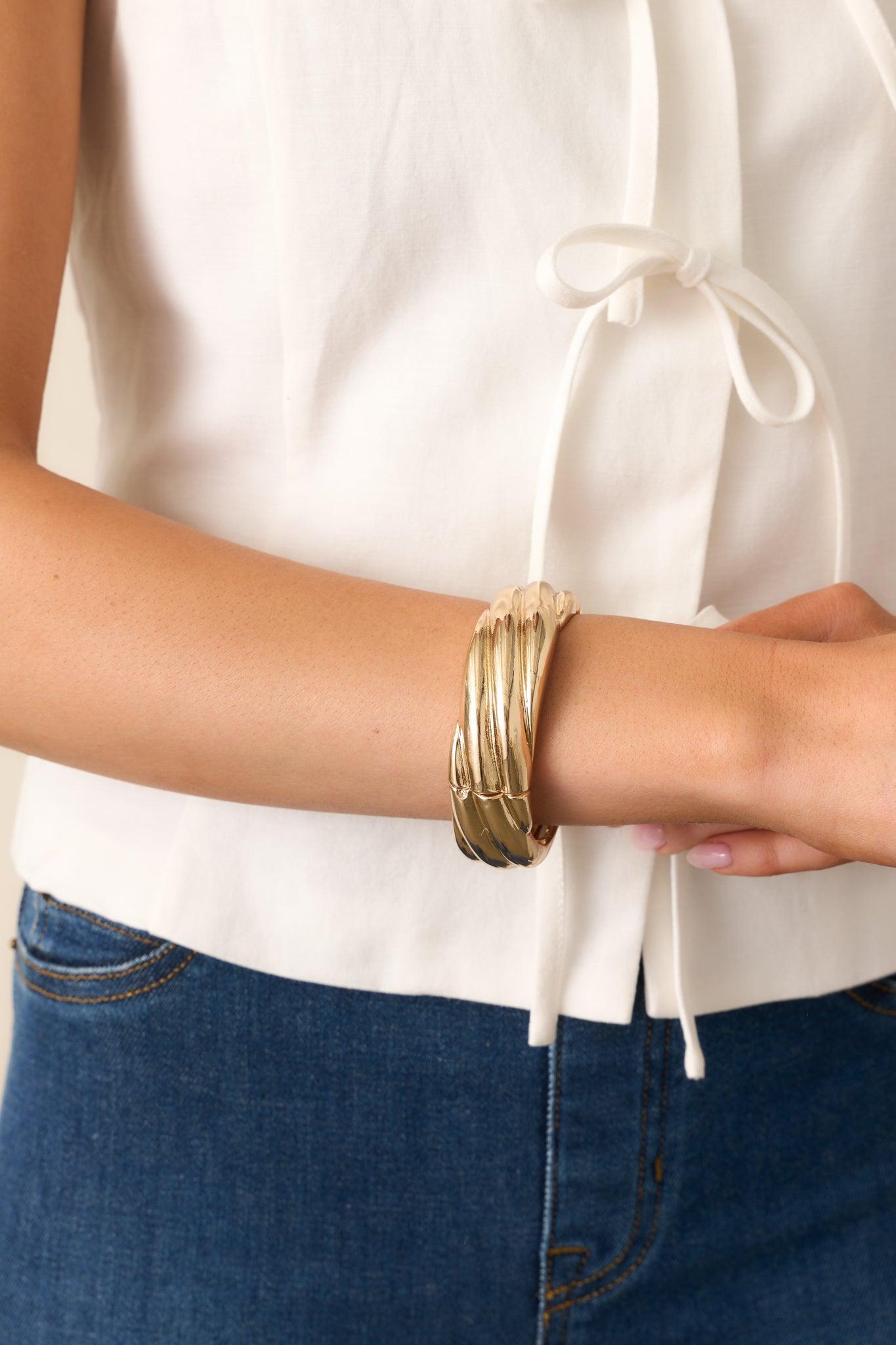 Staying In The City Gold Textured Bracelet Product Image