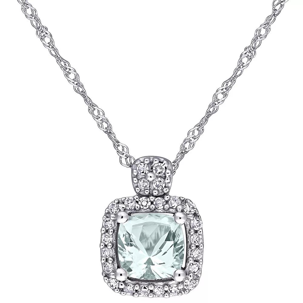 Stella Grace 10k White Gold Aquamarine & 1/10 Carat T.W. Diamond Pendant Necklace, Women's, Size: 17" Product Image