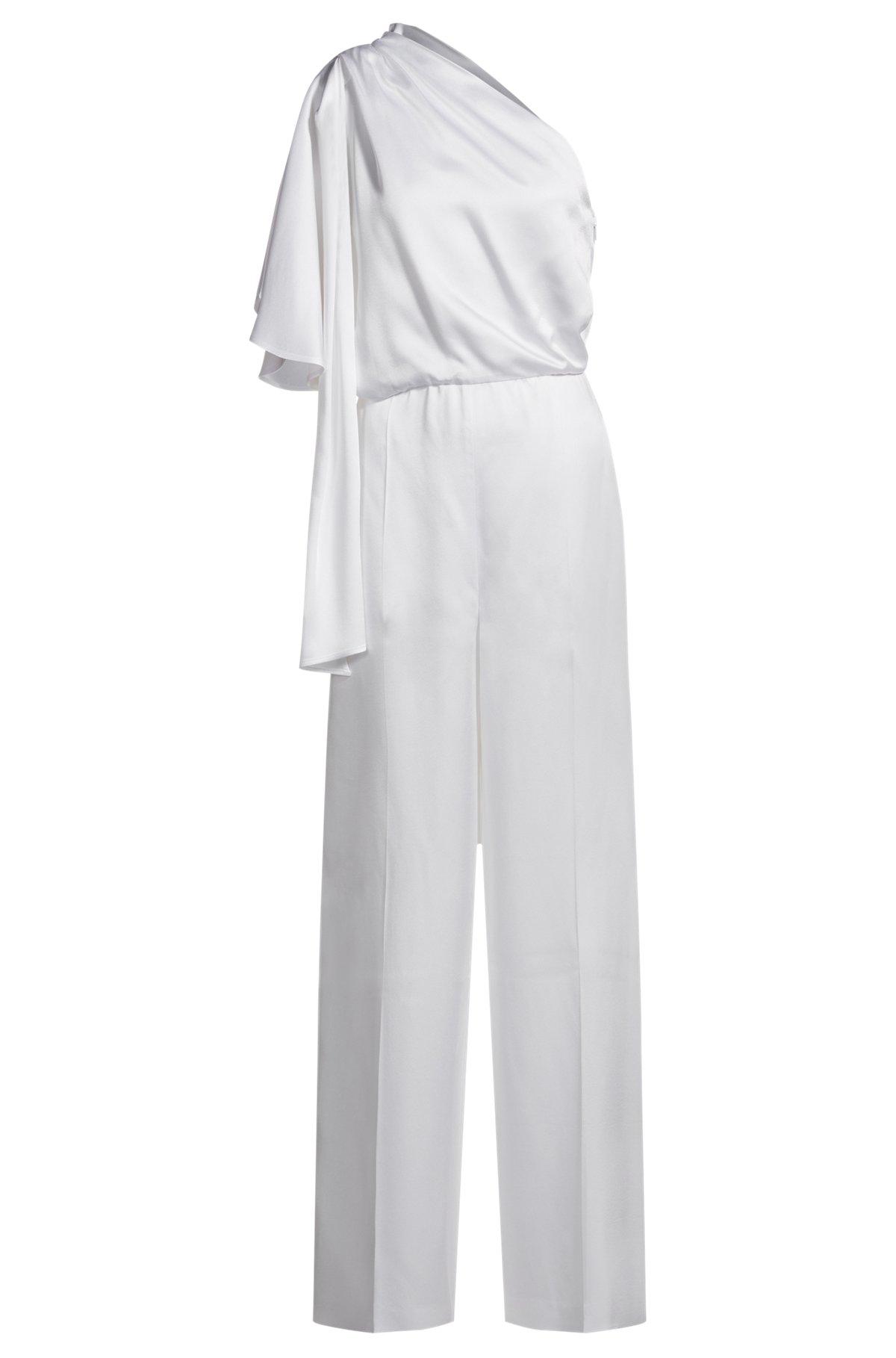 One-shoulder jumpsuit with tie neckline Product Image
